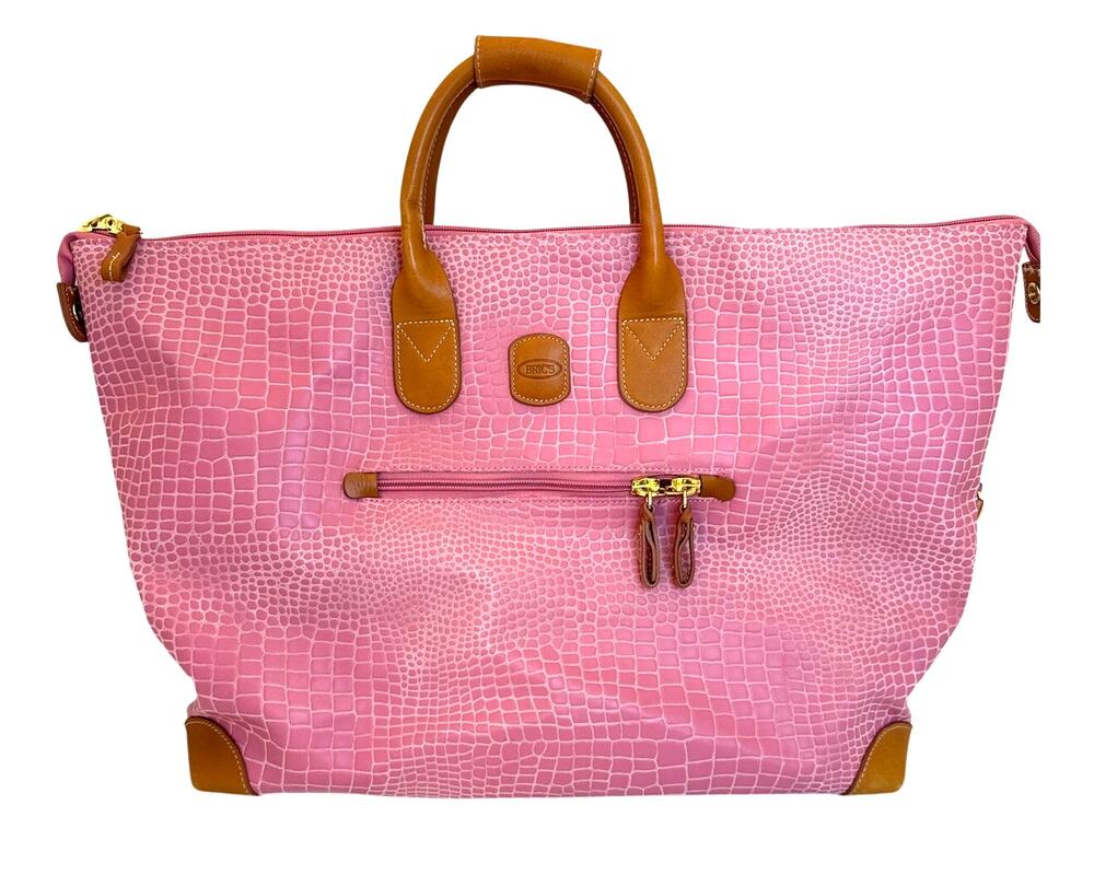 Brics Firenze 18" Travel Duffle Bag Pink Faux Snakeskin Cargo Tote Handbag